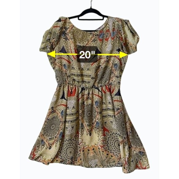 Love 21 Womens Lined Geometric Midi Dress Bohemian Babydoll Flowy Feminine Large - Picture 10 of 15